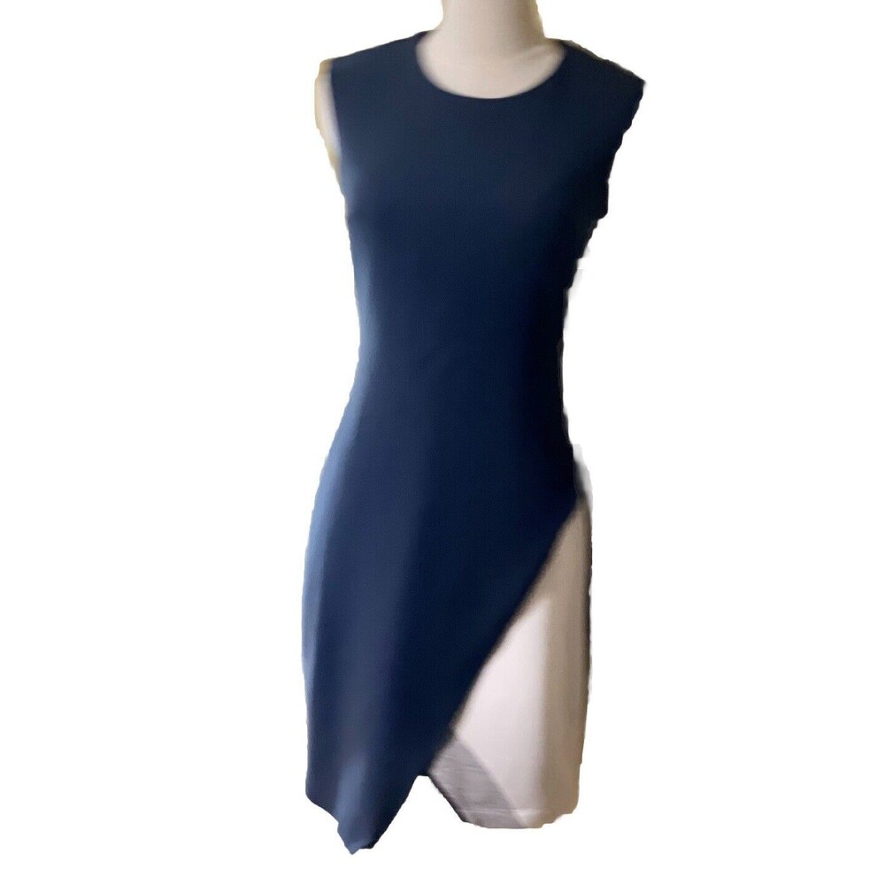 Bailey 44 Dress Small Grey White Sleeveless Knit V Neck Layered Sexy Mob Wife